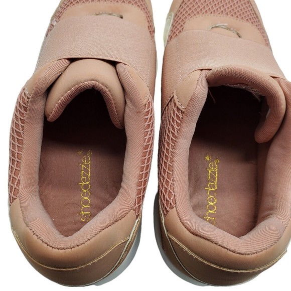 Shoedazzle Kloie Shoes Womens Size 6 Coral Pink Gold Accents Slip Ons - Picture 3 of 11